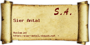 Sier Antal névjegykártya